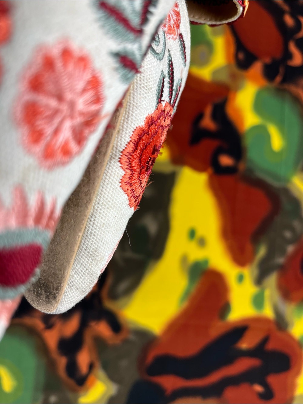 Haute Hippie red floral embroidered slip-on mules with woven strap women’s 7.5 - Picture 6 of 15